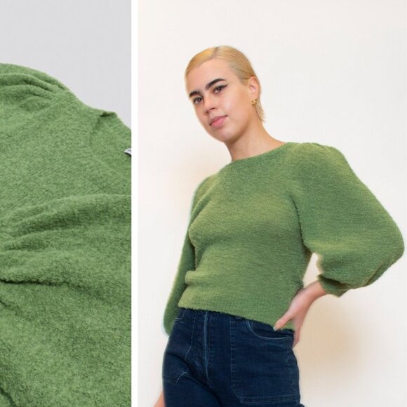 Rachel Comey Forbell Boucle Alpaca-Blend Sweater Green Knit Large - Picture 1 of 10